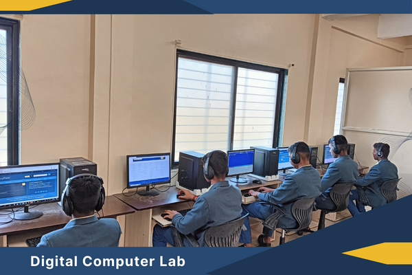 Students in the digital computer laboratory at Atma Malik Campus